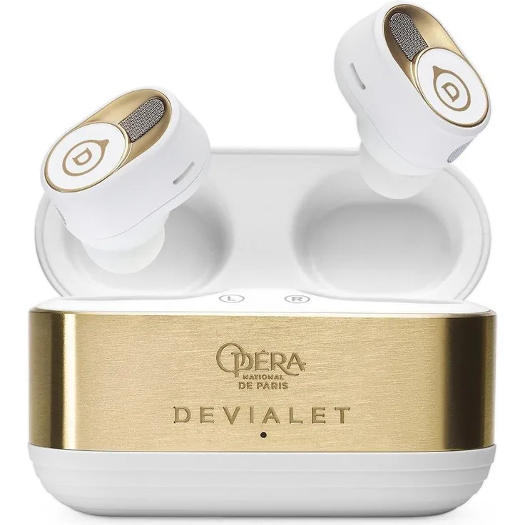 Devialet Gemini II Opéra de Paris, True Wireless Stereo Kopfhörer mit 24-karätiger Vergoldung, IPX4, Gold, Weiß