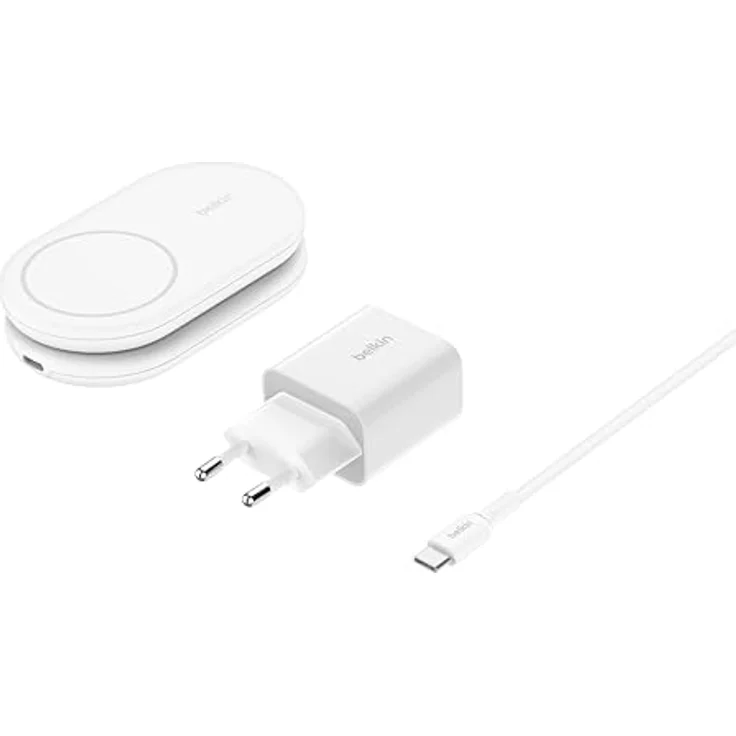 Belkin BoostCharge magnetisches einklappbares kabelloses Ladegerät Qi2, 15 W, MagSafe-kompatibles Schnellladegerät, geeignet für iPhone-Serie 16, 15, 14, 13, 12 und Standy-Modus, Netzteil - Weiß – Bild 2