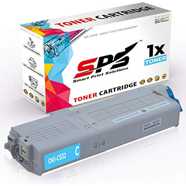 SPARSANDO SPS Drucker Toner Kompatibel für Oki MC 573 - C532 / 46490607 | Cyan | 6.000 Seiten, hohe Seitenkapazität, einfache Installation – Bild 1