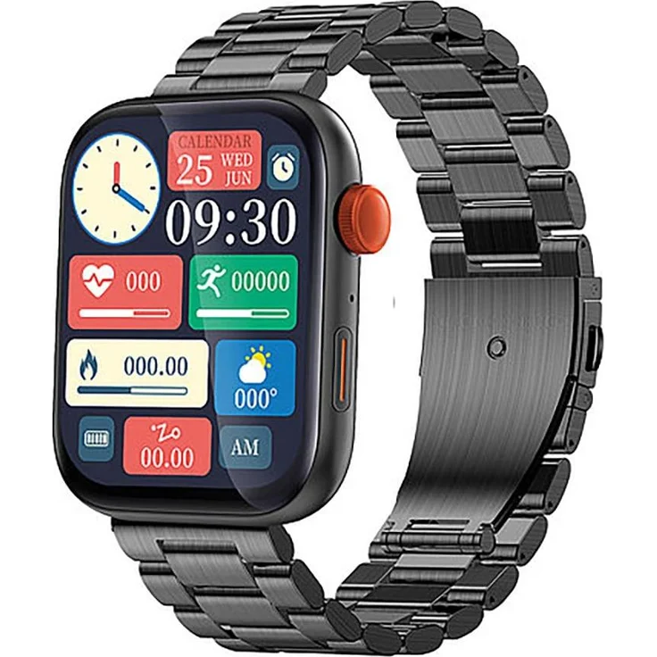 Atlanta 9739/7 Smartwatch mit Aktivitätstracker, 2 Bänder, schwarz, IP67, Herzfrequenz- und Blutdruckmessung, Bluetooth-Telefonie