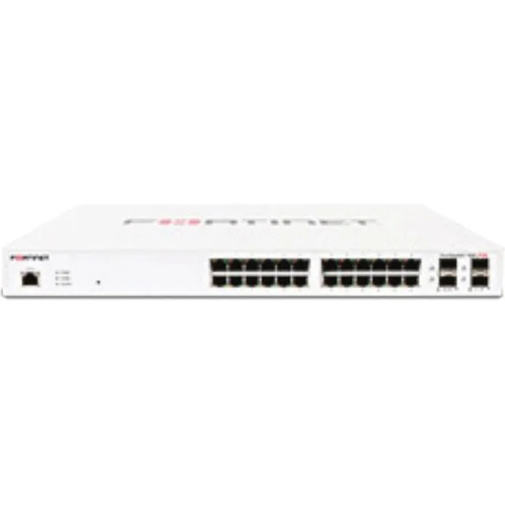 Fortinet FortiSwitch 124E, 1U 24-Port Managed Switch mit 4 SFP-Ports und 12 PoE, Weiß