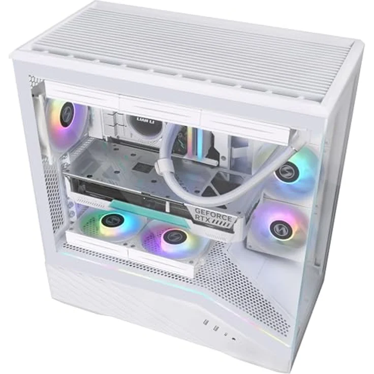 Lian-Li Vector V100 Midi-Tower PC-Gehäuse, ATX/E-ATX, RGB, Tempered Glass, weiss, bis zu 9 Lüfterplätze – Bild 4