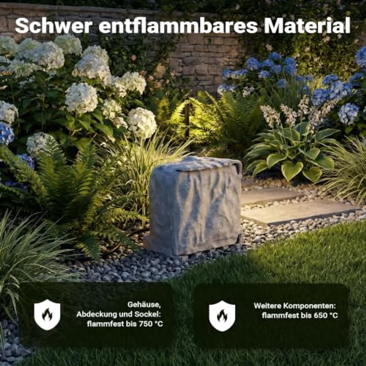 Wiltec 4-Fach Gartensteckdose IP44, Außensteckdose in Steinoptik mit 5m Kabel, wasserfest und robust – Bild 5