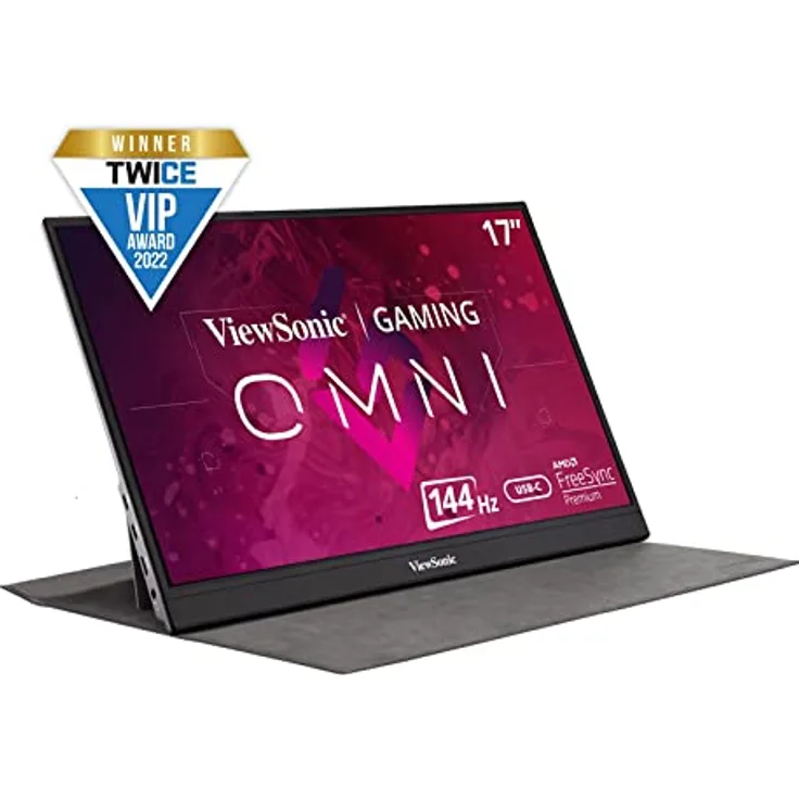Viewsonic VX1755 43,9 cm (17 Zoll) Portable Gaming Monitor (Full-HD, IPS-Panel, 144 Hz) Schwarz, 9.7"x15.6"x0.7"