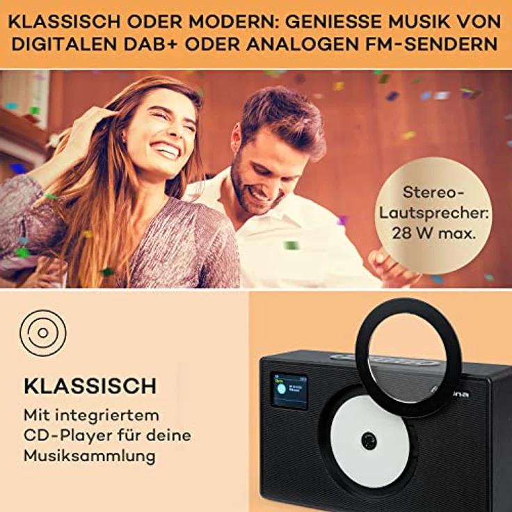 Auna Vertico Swing DAB, DAB+/FM Radio mit CD-Player, Bluetooth, LCD Display, Weckfunktion, Fernbedienung, wandmontierbar, Klein – Bild 3