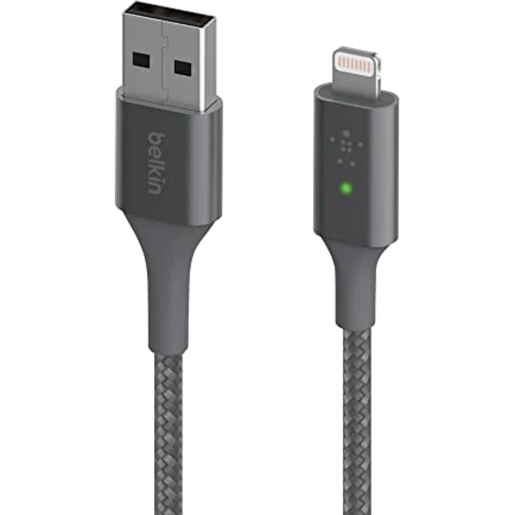 Belkin Smart LED-Ladekabel, USB-C auf Lightning, 1,2 m, Anzeige des Ladestatus, für iPhone, AirPods und iPad, Grau (CAA007bt) – Bild 3