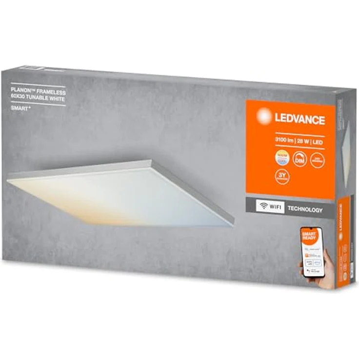LEDVANCE SMART+ WIFI PLANON FRAMELESS Smarte LED Deckenleuchte, Panel für Innen mit WiFi Technologie, Lichtfarbe änderbar (3000K-6500K), 600mm x 300mm, Kompatibel mit Google und Alexa Voice Control – Bild 10