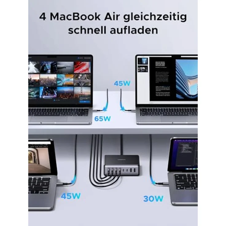 UGREEN USB C Ladegerät 200W GaN Netzteil 8-Port Desktop Ladestation, 100W Schnellladegerät mit PD und PPS, kompatibel mit MacBook Pro/Air, iPhone, Galaxy Serien, Schwarz – Bild 5