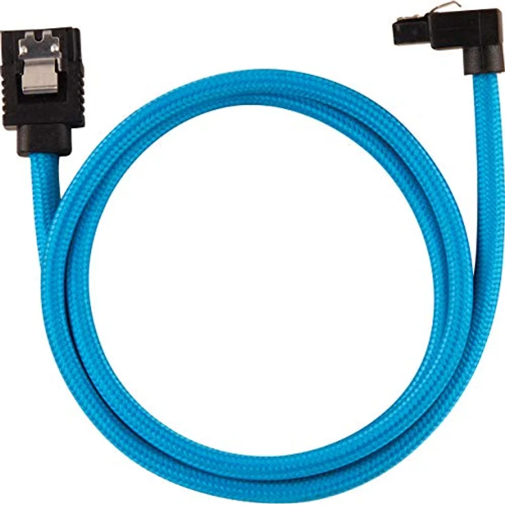 Corsair Premium Sleeved SATA 3 Kabel gewinkelt - gerade (6Gbps, 60 cm 90°) Blau – Bild 3