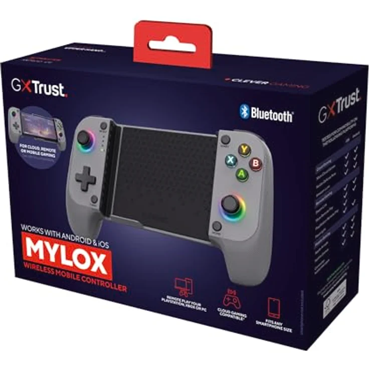 Trust GXT735G Mylox, Wireless Gaming Controller für Android und iOS mit Bluetooth 5.0, dualem Vibrationsfeedback, RGB-LED-Tasten, grau – Bild 13