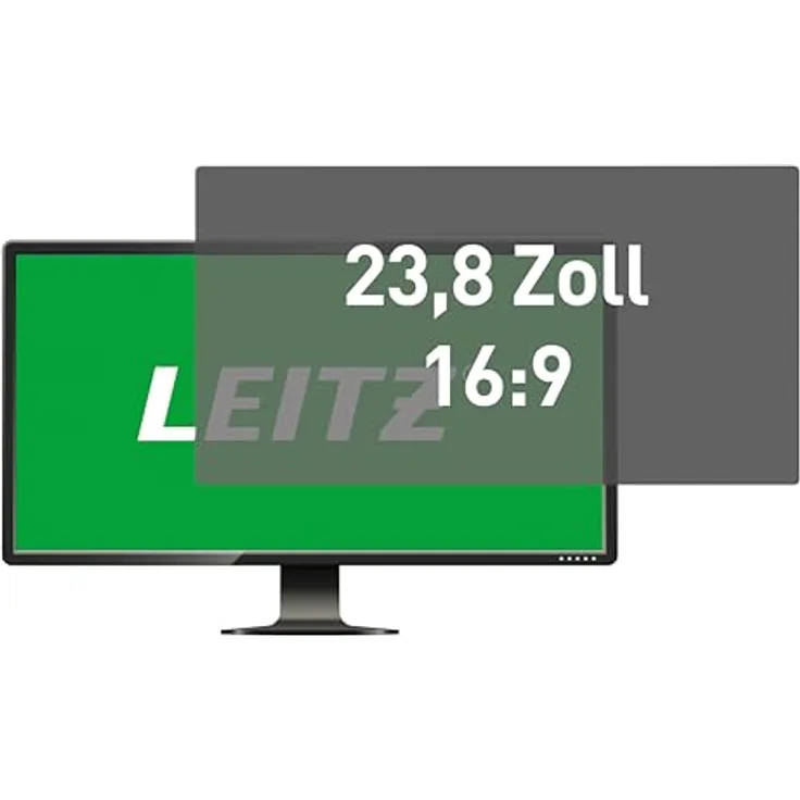 Leitz Monitor Blickschutzfilter 23.8 Zoll (16:9), abnehmbare Schutzfolie mit Blaulichtfilter und Blendschutz, beidseitig verwendbar, touchscreen-kompatibel, Made in Germany, 69010000