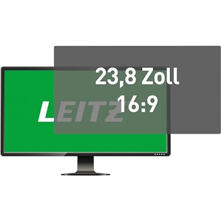 Leitz Monitor Blickschutzfilter 23.8 Zoll (16:9), abnehmbare Schutzfolie mit Blaulichtfilter und Blendschutz, beidseitig verwendbar, touchscreen-kompatibel, Made in Germany, 69010000 – Bild 1