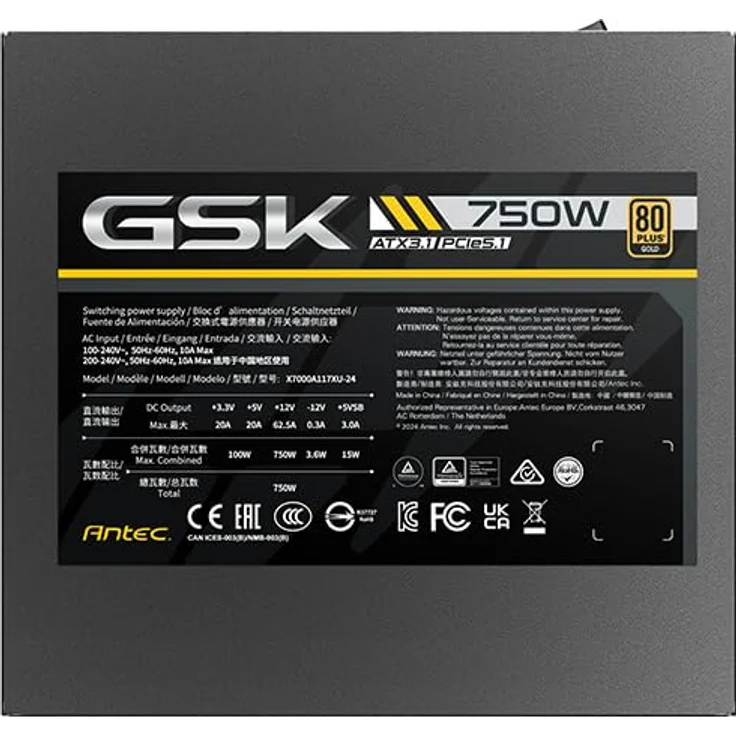 Antec Netzteil GSK 750 EC ATX3.1/Gen5/F-Modular/80+ Gold, schwarz – Bild 3