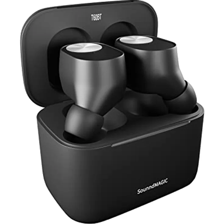 SoundMAGIC T60BT True Wireless Ohrhörer in Ear Bluetooth Kopfhörer mit Mikrofon HiFi Stereo Sport Ohrhörer Wasserdicht Schwarz