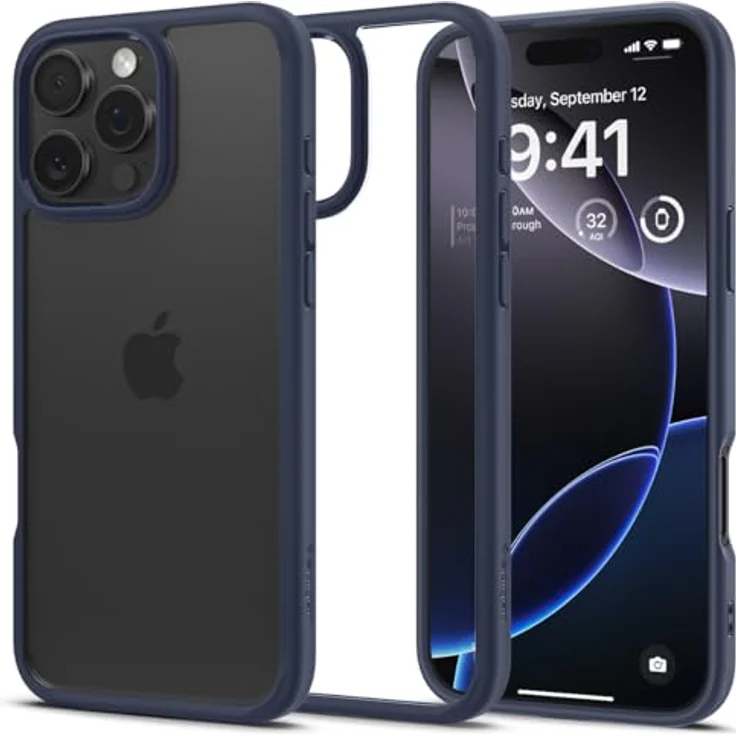 Spigen iPhone 16 Pro Max Hülle [Anti-Yellowing] Ultra Hybrid Case Handyhülle Schutzhülle Cover Transparent Durchsichtig Dünn Slim -Navy Blue – Bild 1
