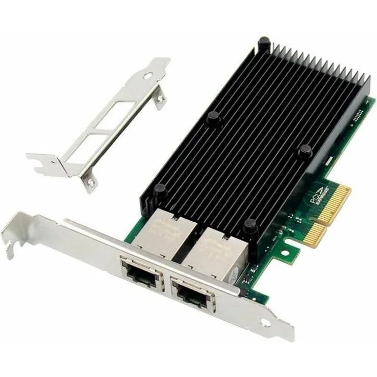 MicroConnect MC-PCIE-X550, Netzwerkkarte mit 10.000 Mbit/s, Mini PCI Express, Schwarz, zwei Ethernet-Anschlüsse