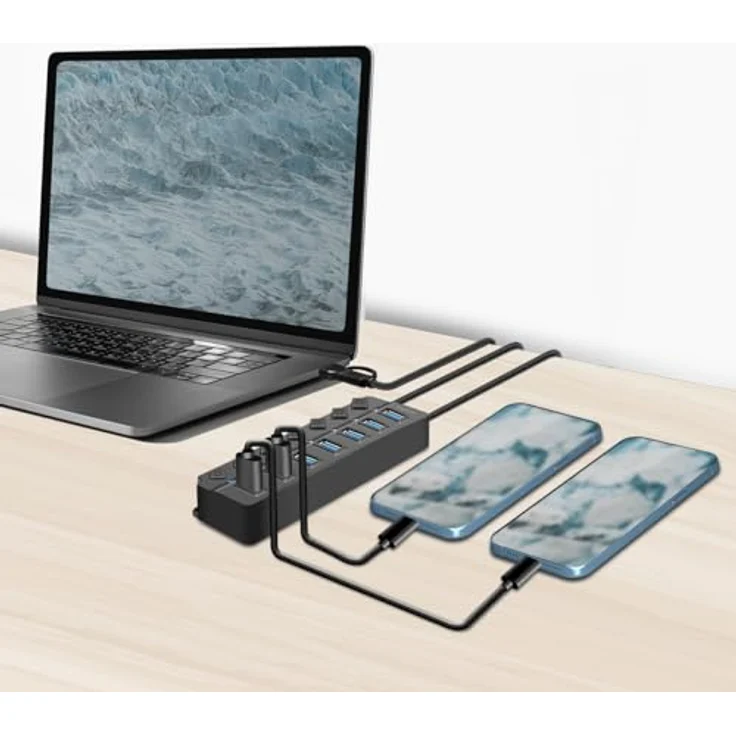 LogiLink UA0420 USB 3.2 Gen1 Hub mit 7-Ports und EIN-/Aus-Schalter (pro Port) – Bild 3