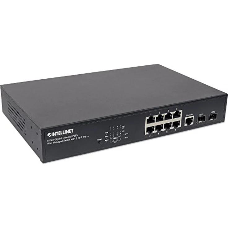 Intellinet 8-Port Gigabit Ethernet PoE+ Web-Managed Switch with 2 SFP Ports, IEEE 802.3ataf Power Over Ethernet PoE+PoE Compliant, 140 561167, Schwarz – Bild 4
