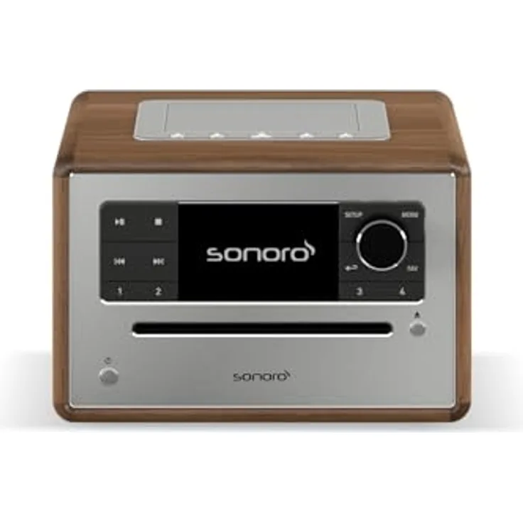 sonoro Elite Internetradio mit CD-Player & Bluetooth, DAB Plus, WLAN, Weckerfunktion, Walnuss