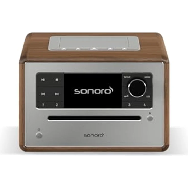 sonoro Elite Internetradio mit CD-Player & Bluetooth, DAB Plus, WLAN, Weckerfunktion, Walnuss