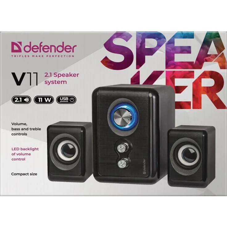 Defender V11 PC-Lautsprecher Schwarz Kabelgebunden 11 W LED-Hintergrundbeleuchtung