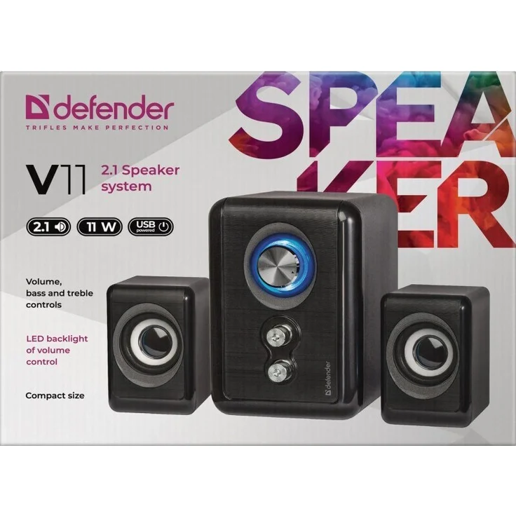 Defender V11 PC-Lautsprecher Schwarz Kabelgebunden 11 W LED-Hintergrundbeleuchtung – Bild 1