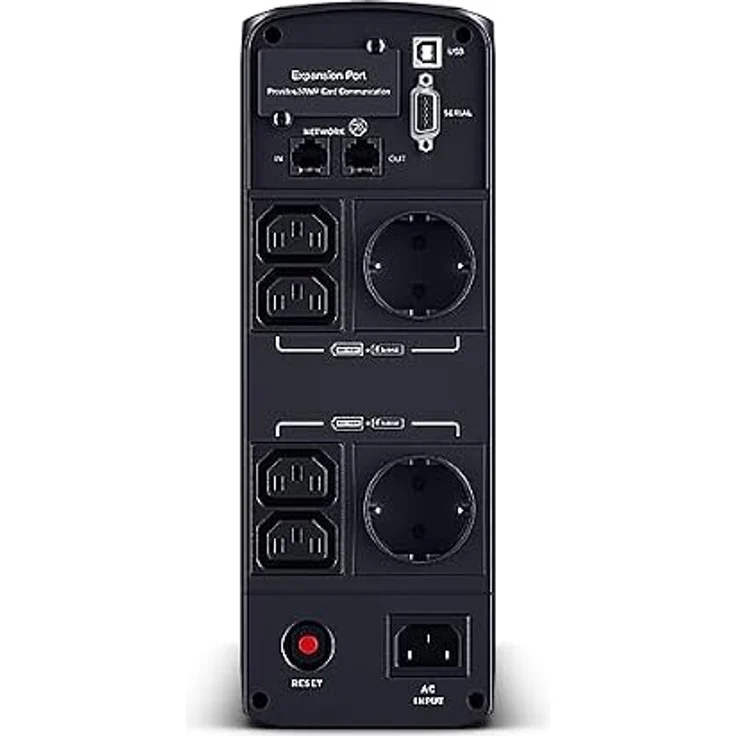 CyberPower CP1200EIPFCLCD Line-Interactive USV 1200VA/720W Reine Sinuswelle, AVR, LCD, USB (HID), DB9, RJ45 LAN Protection, Ausgang (2) Schuko (4) IEC, Expansion Port für Opt. Netzwerkkomunikation – Bild 3
