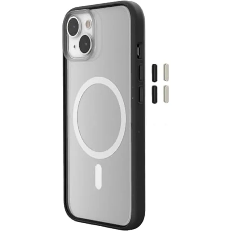 Woodcessories - Magnetisches Bio Clear Case transparent für iPhone 15,kompatibel mit MagSafe, Hülle durchsichtig mit Magnet, schwarz klar, Nachhaltig