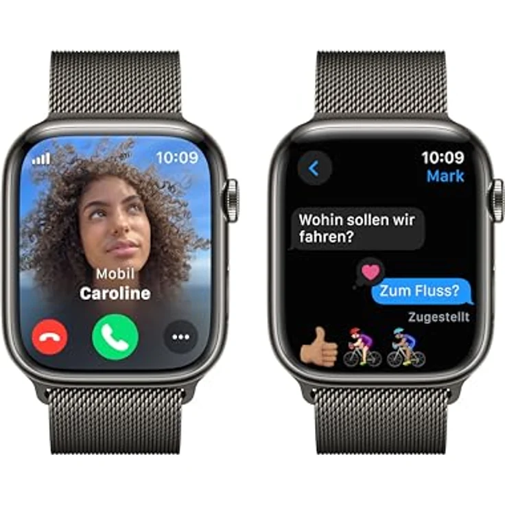 Apple Watch Series 9 GPS + Cellular, 45 mm Edelstahlgehäuse Graphit, Milanaise Armband Graphit – Bild 4