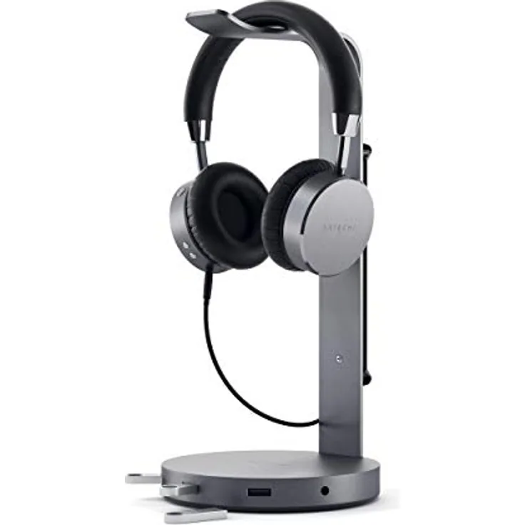 Satechi ST-UCHSHM Kopfhörerständer, Aluminium mit USB-Hub und Ladestation, anthrazit