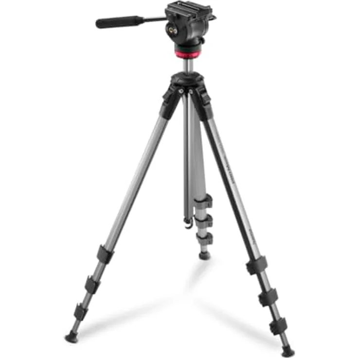 Hama Dreibeinstativ PRO Move 160 2D+, Videostativ für Kamera und Handy, 160cm, leichtes Stativ mit 2D-Fluidneiger, schwarz