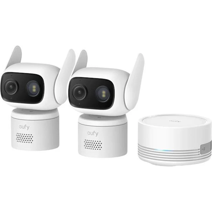 ANKER eufy Cam C31 2+1, kabelgebundene Überwachungskamera mit 360° Schwenk- und 130° Neigefunktion, PureColor Vision™ Nachtsicht, IP66 wasserfest, lokale Speicherung, weiß