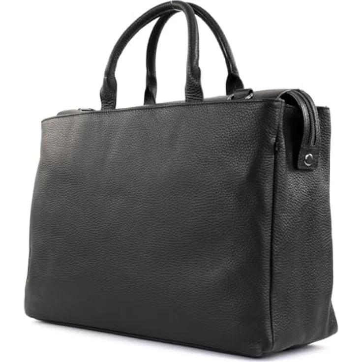 Mandarina Duck Mellow Leather Aktentasche, Laptoptasche aus weichem Rindleder, Schwarz, mit abnehmbarem Schultergurt, geräumigem Hauptfach für A4-Unterlagen, Reißverschluss mit Druckknopf – Bild 3