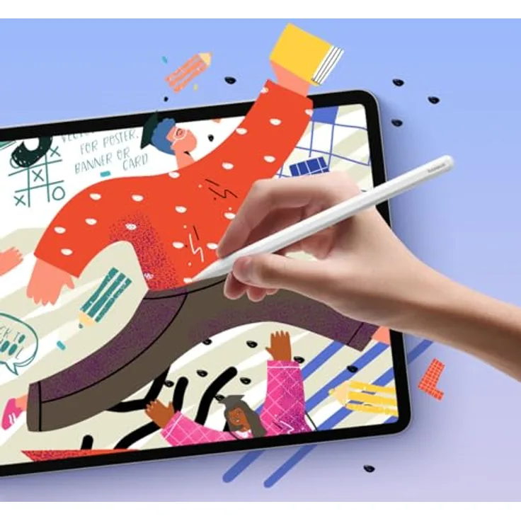 Baseus Active stylus Smooth Writing Series with wireless charging (White), Stylus, Weiss, 10 Stunden Akkulaufzeit, Palm Rejection Technology