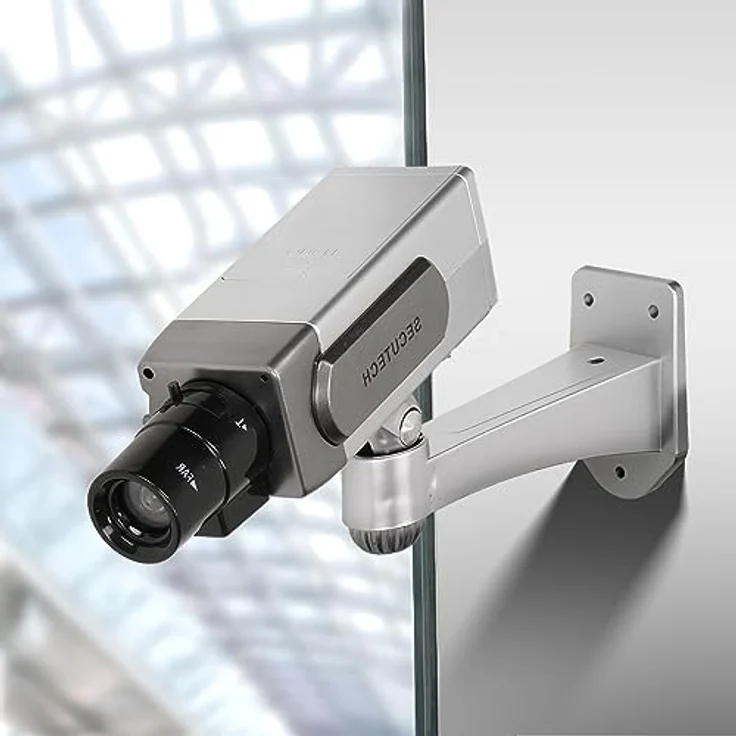 Retoo Schwenkbare Dummy Kamera für außen und innen, Drahtlose Kamera mit Blinkendem LED Wetterfest Sicherheitskamera Fake Camera für Zuhause und Büro Überwachung Attrappe Camera - 15.5x7x22.2cm, Rot blinkende LED - Wetterfest und Vielseitig – Bild 3