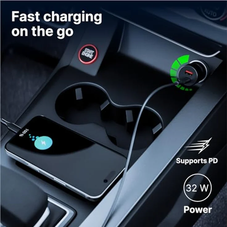 Qualo QRLS-AC-01-32 Recycling Autoladegerät, USB-A / USB-C, 32W, schwarz, mit Schnellladeprotokollen PD und QC, geeignet für PKWs und Lkw – Bild 4