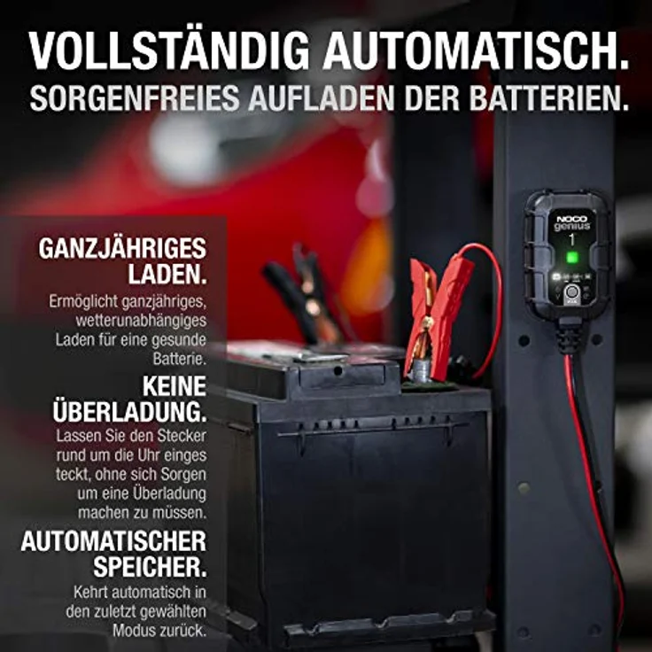 NOCO GENIUS1EU 1A Kfz-Ladegerät, intelligentes 6V/12V Ladegerät für Blei- und Lithium-Batterien, kompakt und effizient – Bild 7