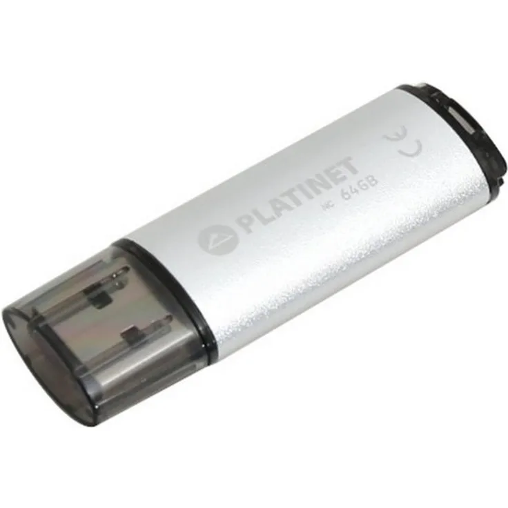 Platinet PMFE64, USB 2.0 Stick mit 64 GB, Lesegeschwindigkeit 15 MB/s, Aluminiumgehäuse