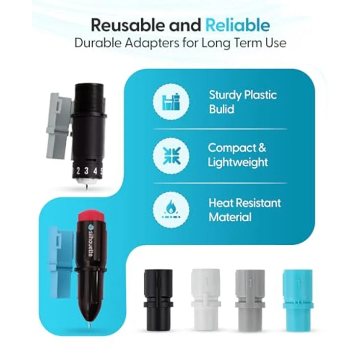 Silhouette America Silhouette Werkzeugadapter Set für Cameo 4, 4 Adapter in weiß, schwarz, grau und blau zur Nutzung von älteren Silhouette-Werkzeugen – Bild 4