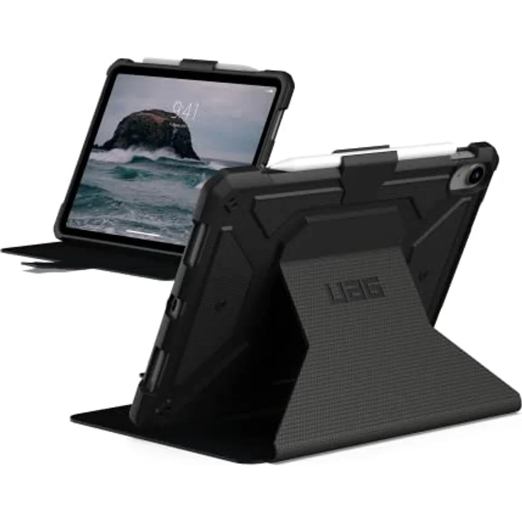 Urban Armor Gear Metropolis Case für Apple iPad 10.9 (10. Generation 2022) [Apple Pencil Halterung, Wake/Sleep, Standfunktion, Sturzfest, FrogSkin Material] schwarz, 123396114040 – Bild 1