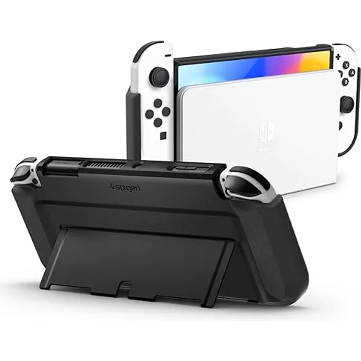 Spigen Thin Fit Hülle Kompatibel mit Nintendo Switch OLED 2021 - Schwarz, Dünnes und langlebiges Design mit Präzisen Ausschnitten