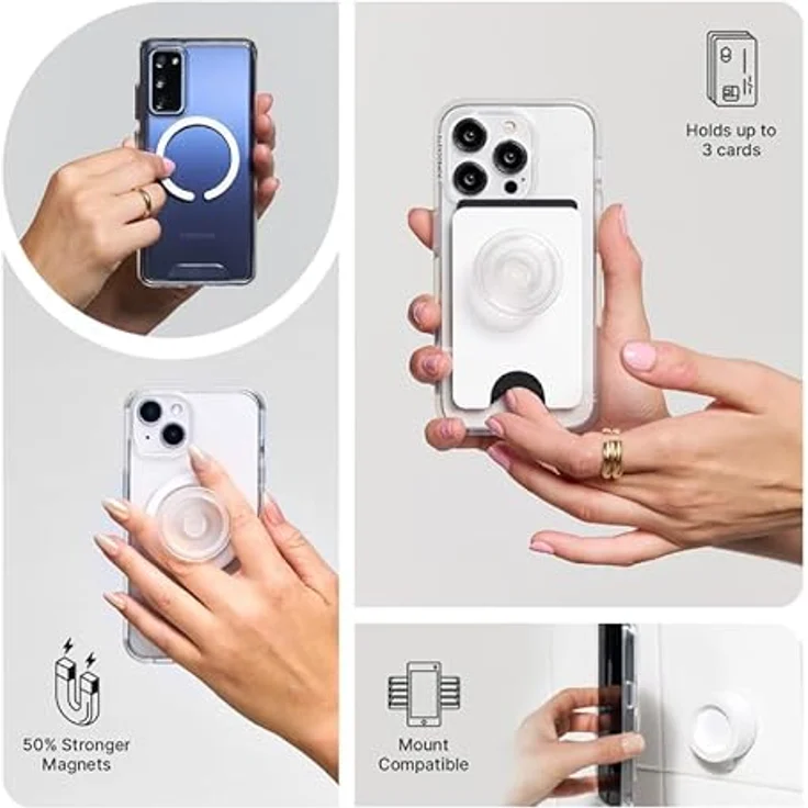 PopSockets PopGrip Round für MagSafe, Ausziehbarer Sockel mit Adapterring für nicht-MagSafe-Hüllen, Violett, Gold – Bild 9