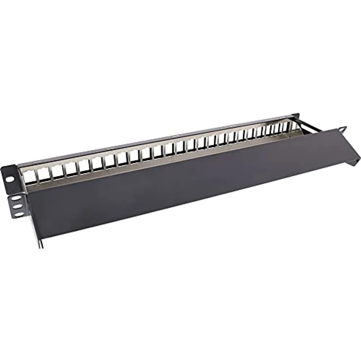 InLine® Patchfeld 24-Fach, Keystone Leerblech Patchpanel mit Auszug, 19", 1HE, schwarz RAL9005, geeignet für Cat.6A/Cat.6/Cat.5 Module – Bild 4
