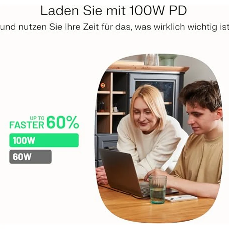 Green Cell PowerFlex USB-C zu USB-C Kabel, 1,2m, PD 100W, 480 Mbit/s, Schwarz – Bild 3