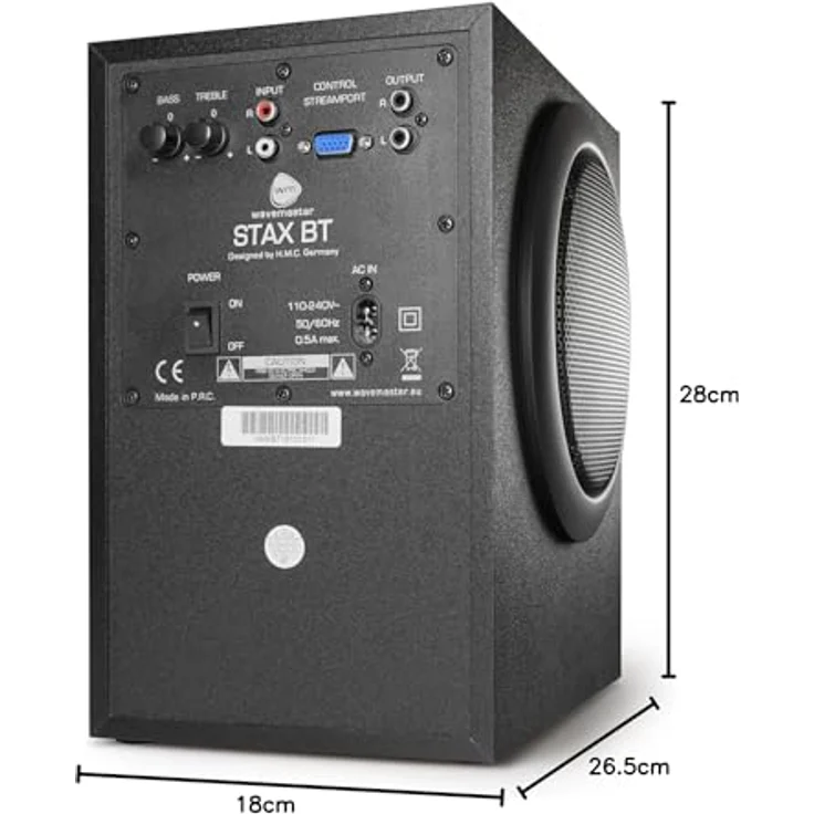 Wavemaster STAX 2.1 Lautsprecher System (46 Watt) Aktiv-Boxen für TV-Tablet-Smartphone-PC schwarz (66201) – Bild 6