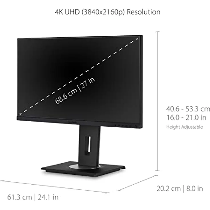ViewSonic VG2756-4K 68,6 cm (27 Zoll) Büro Monitor (4K UHD, IPS-Panel, HDMI, DP, RJ45 Ethernet, USB C, Höhenverstellbar, Lautsprecher, Eye-Care, 4 Jahre Austauschservice) Schwarz – Bild 5