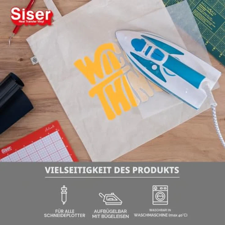 Siser Transferfolie, PVC-frei für Cad-Cut® Anwendungen, Schnittbreite 30 cm, gelb, hohe Waschbeständigkeit – Bild 5