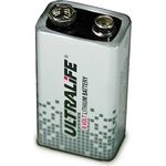 Ultralife U9VL-J-P 9V Block Lithium Batterie, 1200mAh, ideal für Rauchmelder und Sicherheitssysteme, hohe Lagerfähigkeit bis 10 Jahre
