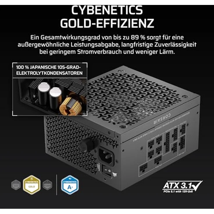 Corsair RM850x Shift, 850 Watt ATX 3.1 Netzteil mit 80 Plus Gold Zertifizierung, Schwarz – Bild 6
