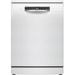 Bosch SMS4EVW08E, Energieklasse B, Smarter Geschirrspüler Freistehend 60 cm, Serie 4, Rackmatic, automatische Türöffnung, Intensive Reinigung, Automatikprogramme, Programmassistent, Weiß, AquaStop